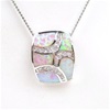 Silver Pendant w/ Inlay Created Opal & White CZ