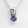 Silver Pendant with Inlay Created Opal and Tanzanite CZ