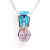 Silver Pendant w/ Created Opal and Pink CZ