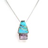 Silver Pendant w/ Created Opal & Amethyst CZ