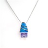 Silver Pendant w/ Created Opal & Tanzanite