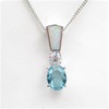 Silver Pendant w/ OpaL, White CZ & Blue Topaz