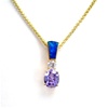 Silver Pendant (Gold Plated) w/ Inlay Created Opal & Tanzanite CZ