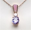 Silver Pendant (Rose Gold Plated) with Inlay Created Opal, White & Tanzanite CZ
