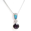 Silver Pendant w/ Created Opal, Wht & Amethyst CZ