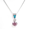 Silver Pendant w/ Created Opal, White & Pink CZ