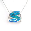 Silver Pendant w/ Inlay Created Opal & White CZ