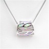 Silver Pendant w/ Inlay Created Opal & White CZ