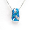 Silver Pendant w/ Inlay Created Opal & White CZ