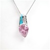 Silver Pendant w/ Created Opal, White & Pink CZ