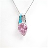 Silver Pendant with Inlay Created Opal, White and Pink CZ