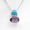 Silver Pendant w/ Created Opal, Wht & Amethyst CZ