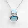 Silver Pendant w/ OpaL, White CZ & Blue Topaz