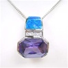 Silver Pendant W/ Created Opal+Tanzanite+White CZ