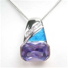 Silver Pendant W/ Created Opal + Tanzanite CZ + White CZ