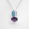 Silver Pendant w/ Created Opal, Wht & Amethyst CZ