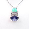 Silver Pendant with Opal, White & Tanzanite CZ