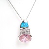 Silver Pendant w/ Created Opal, White & Pink CZ