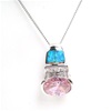 Silver Pendant with Inlay Created Opal, White and Pink CZ