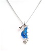 Silver Pendant w/ Inlay Created Opal  & White CZ