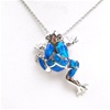 Silver Pendant with Inlay Created Opal  & White CZ - Frog