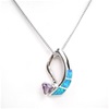 Silver Pendant w/ Created Opal & Amethyst CZ