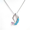 Silver Pendant w/ Created Opal and Pink CZ