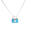 Silver Pendant with Inlay Created Opal and White CZ