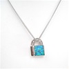 Silver Pendant w/ Inlay Created Opal  & White CZ