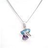 Silver Pendant with Inlay Created Opal, White and Amethyst CZ
