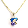 Silver Pendant (Gold Plated) w/ Inlay Created Opal & Tanzanite CZ