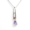 Silver Pendant w/ Created Opal, White & Tanzanite