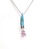 Silver Pendant w/ Created Opal, White & Pink CZ