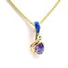 Silver Pendant (Gold Plated) w/ Inlay Created Opal & Tanzanite CZ