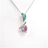 Silver Pendant w/ Created Opal, White & Pink CZ