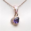 Silver Pendant (Rose Gold Plated) with Inlay Created Opal, White & Tanzanite CZ