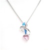 Silver Pendant w/ Created Opal, White & Pink CZ