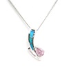 Silver Pendant with Inlay Created Opal, White and Pink CZ