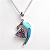 Silver Pendant w/ Created Opal & Amethyst CZ