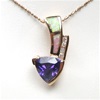 Silver Pendant (Rose Gold Plated) with Inlay Created Opal, White & Tanzanite CZ