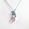 Silver Pendant w/ Created Opal, White & Pink CZ