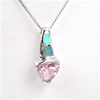 Silver Pendant with Inlay Created Opal and Pink CZ