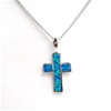 Silver Pendant with Inlay Created Opal