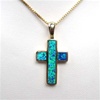 Silver Pendant (Gold Plated) w/ Inlay Created Opal