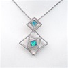 Silver Pendant with Inlay Created Opal & White CZ