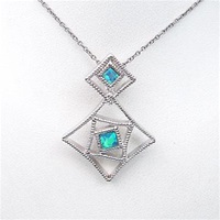 Silver Pendant with Inlay Created Opal & White CZ