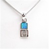 Silver Pendant w/ Inlay Created Opal
