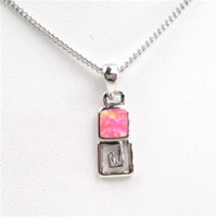 Silver Pendant w/ Inlay Created Opal