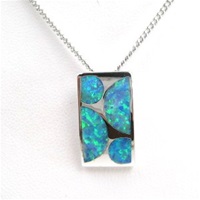 Silver Pendant w/ Inlay Created Opal