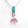 Silver Pendant w/ Created Opal and Pink CZ